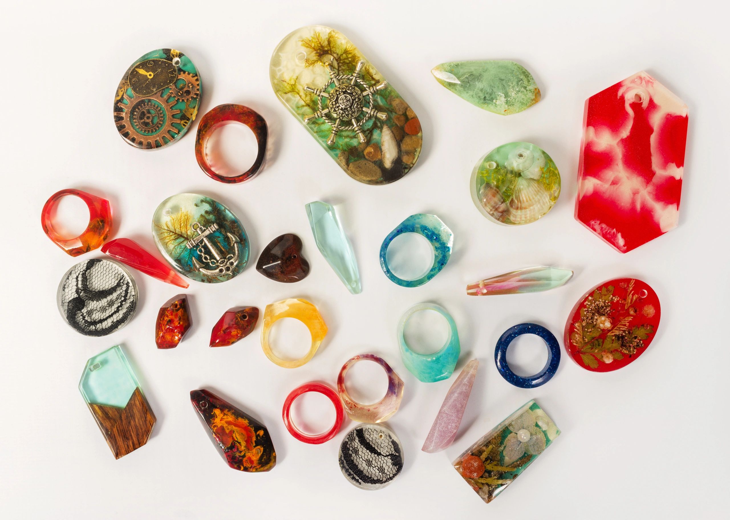 Colorful handmade resin trinket trays