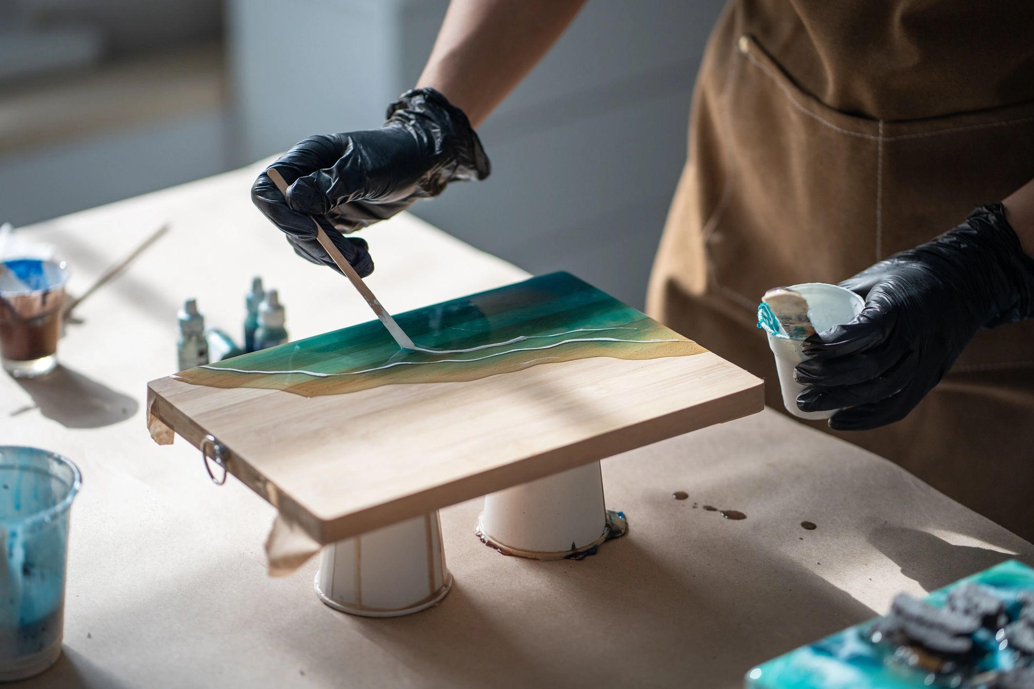 Custom resin trinket trays with floral designs